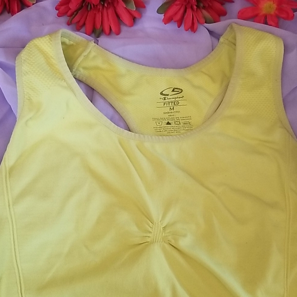 Women's Neon Yellow Racerback Work-Out Tank - Picture 2 of 5